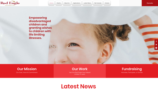 Screenshot of the Red Eagle Foundation website