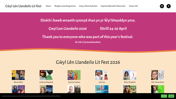 Screenshot of the Llandeilo Lit Fest website