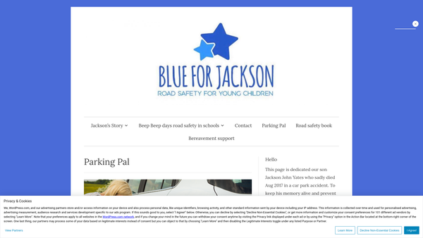 Screenshot of the Blue For Jackson website