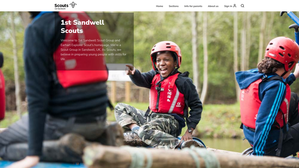 Screenshot of the 1st Sandwell Scout Group website
