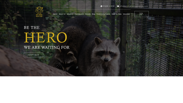 Screenshot of the Bucks Animal Rescue Centre website