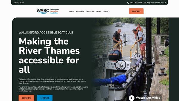 Screenshot of the Wallingford Accessible Boat Club website