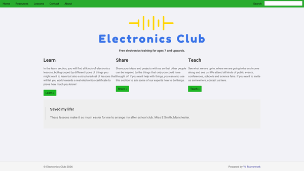 Screenshot of the The Electronics Club website