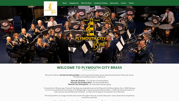 Screenshot of the Plymouth City Brass website