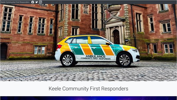 Screenshot of the Keele Community First Responders website