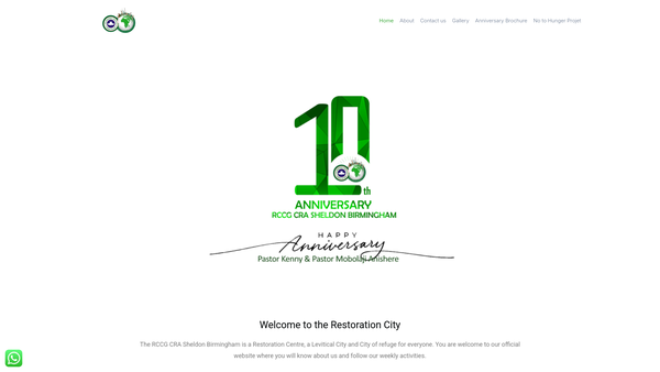 Screenshot of the The Redeemed Christian Church Of God Covenant Restoration Assembly Sheldon Birmingham website