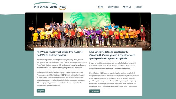 Screenshot of the Mid Wales Music Trust website