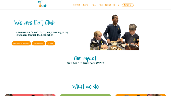 Screenshot of the Eat Club website