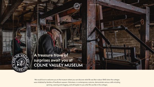 Screenshot of the Colne Valley Museum website