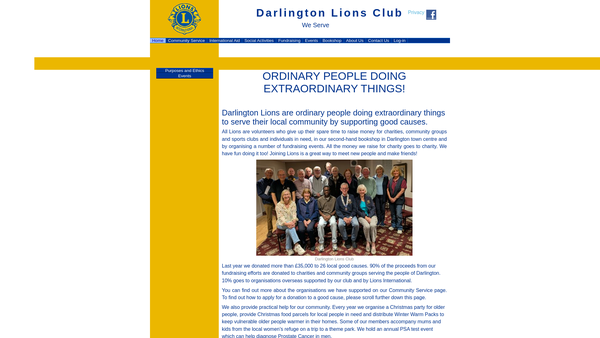 Screenshot of the Darlington Lions Club website