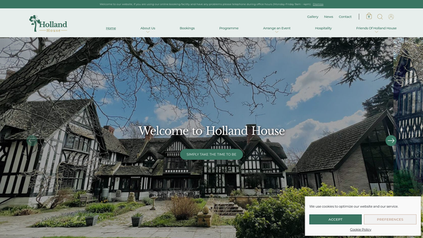Screenshot of the Holland House CIO website