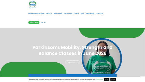 Screenshot of the Parkinson's Care And Support UK website