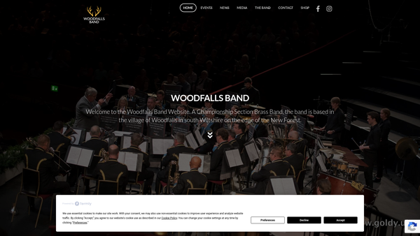 Screenshot of the Woodfalls Band website