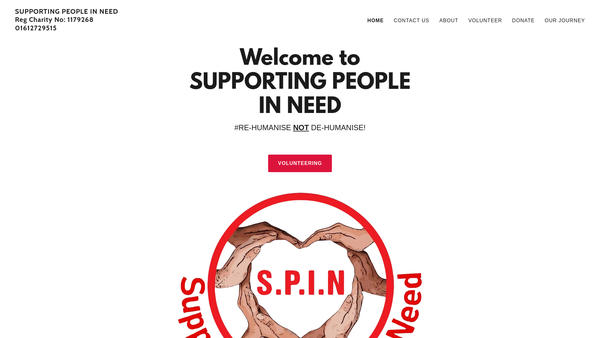 Screenshot of the Supporting People In Need website