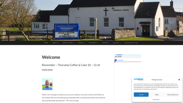 Screenshot of the Cromhall Chapel website