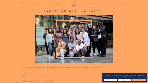Screenshot of the Trinity Central London website