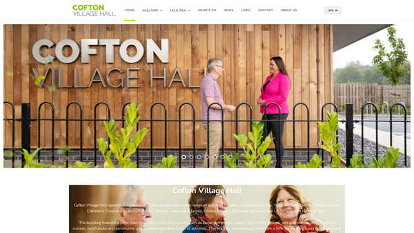 Screenshot of the Cofton Village Hall website