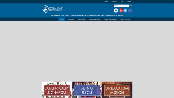 Screenshot of the Society Of The Sacred Heart CIO website