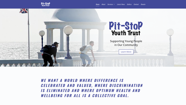 Screenshot of the The Pit Stop Youth Trust website
