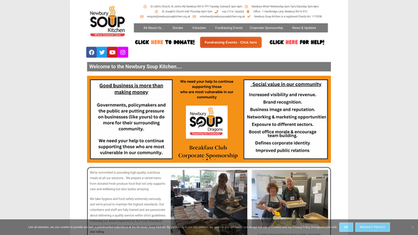 Screenshot of the Newbury Soup Kitchen website