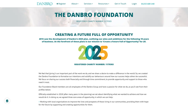 Screenshot of the The Danbro Foundation website
