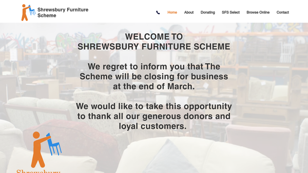 Screenshot of the The Shrewsbury Furniture Scheme website
