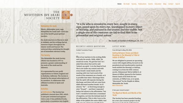 Screenshot of the Muhyiddin Ibn Arabi Society CIO website
