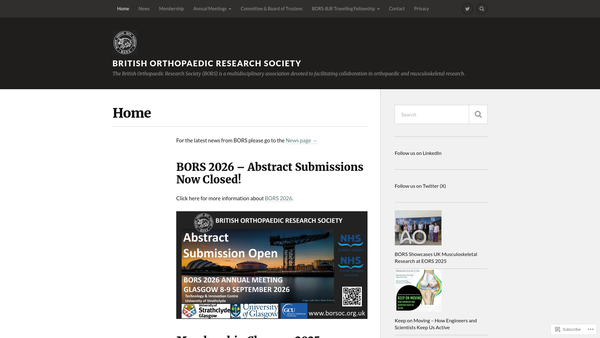 Screenshot of the British Orthopaedic Research Society website