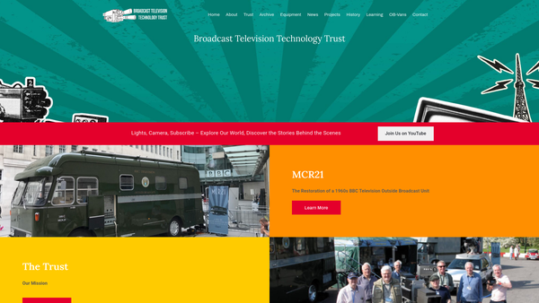 Screenshot of the Broadcast Television Technology Trust website