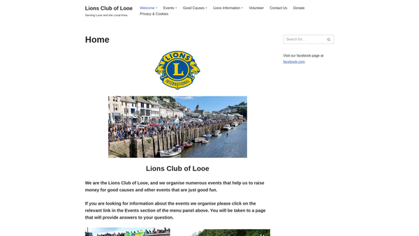 Screenshot of the Looe Lions Club website