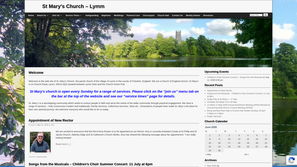 Screenshot of the The Parochial Church Council Of The Ecclesiastical Parish Of St Mary The Virgin Lymm website