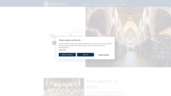 Screenshot of the Shrewsbury Roman Catholic Diocesan Trust website