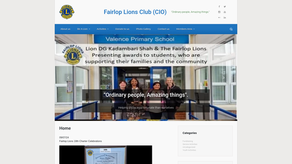 Screenshot of the Fairlop Lions Club (CIO) website
