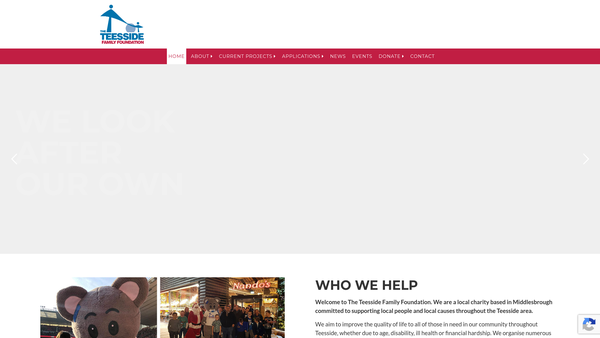 Screenshot of the The Teesside Family Foundation website