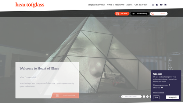 Screenshot of the Heart Of Glass St Helens Limited website