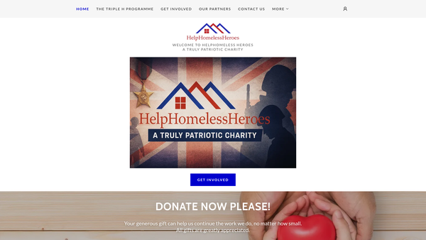 Screenshot of the Helphomelessheroes website