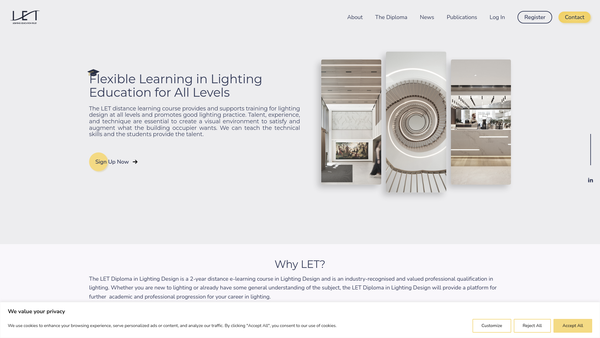 Screenshot of the Lighting Education Trust website
