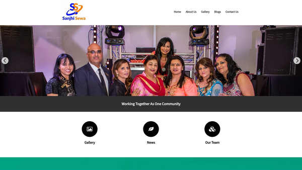 Screenshot of the Sanjhi Sewa Charity website
