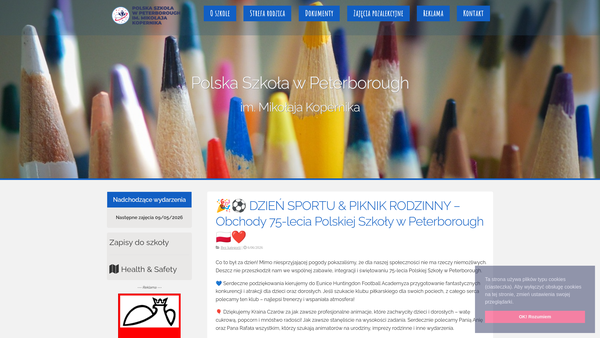 Screenshot of the Nicolaus Copernicus Peterborough Polish School website