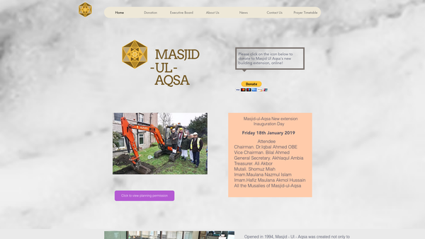 Screenshot of the Masjid-Ul-Aqsa And Islamic Centre website