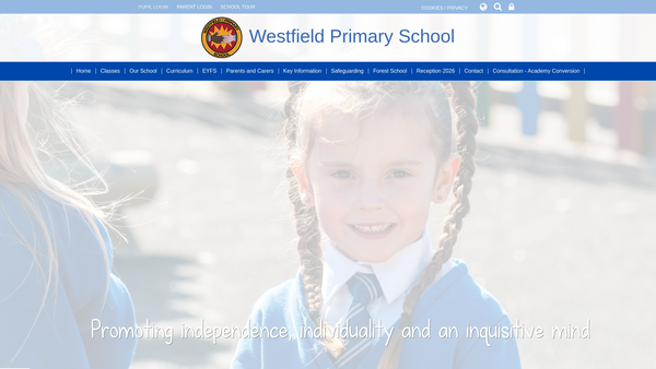 Screenshot of the Westfield Primary School PTA website