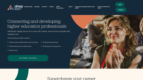 Screenshot of the Association of Higher Education Professionals website