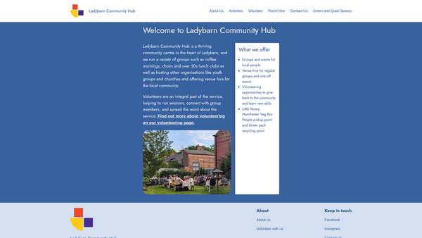 Screenshot of the Ladybarn Community Hub website