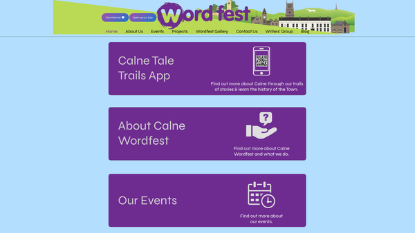 Screenshot of the Calne Wordfest website