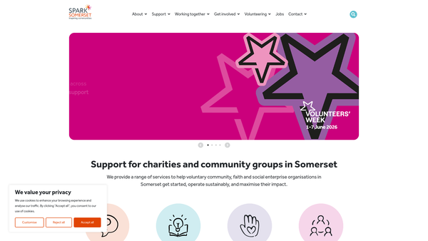 Screenshot of the Spark Somerset website