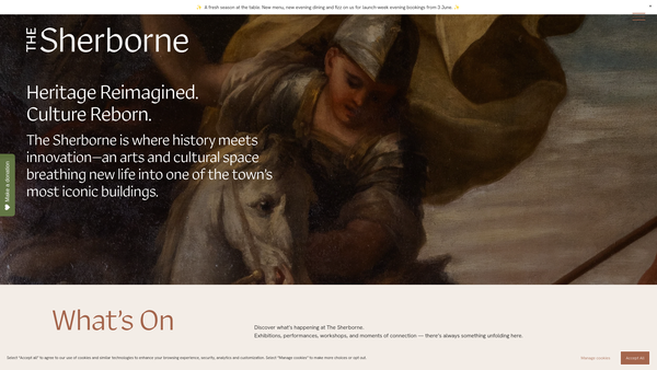 Screenshot of the Sherborne House Trust 2018 website