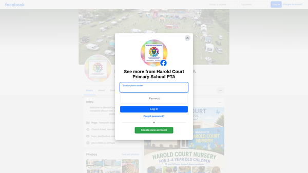 Screenshot of the Friends Of Harold Court School & Nursery website