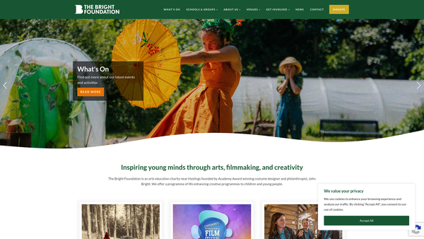 Screenshot of the The Bright Foundation website