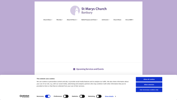 Screenshot of the The Parochial Church Council Of The Ecclesiastical Parish Of Banbury St Mary website