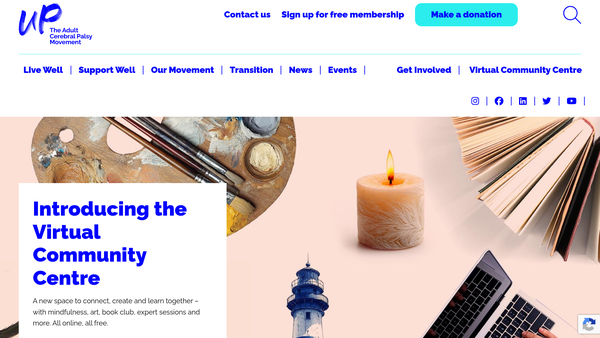 Screenshot of the UP - The Adult Cerebral Palsy Movement website